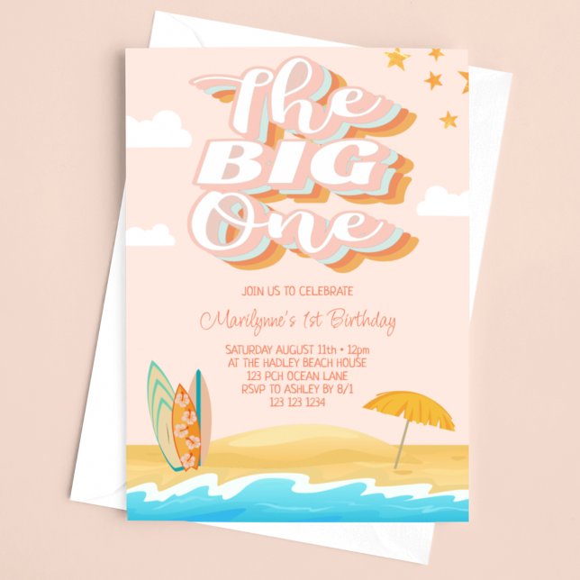 The Big One Ocean Beach 1st Birthday Invitation (Creator Uploaded)