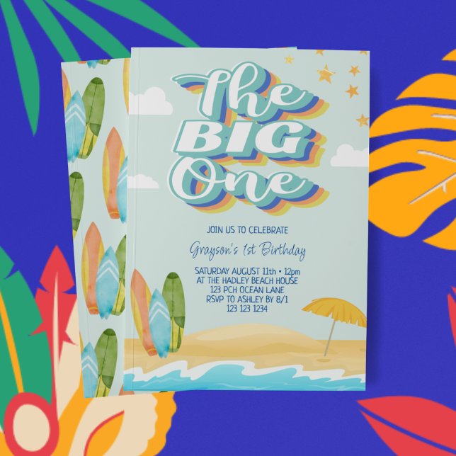 The Big One Ocean Beach First Birthday Invitation (Creator Uploaded)