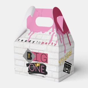 The BIG One Pink 90's Hip Hop 1st Birthday Photo Favor Boxes