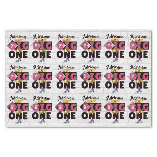 The Big One PINK Retro Hip Hop 1st Birthday Edibl Tissue Paper