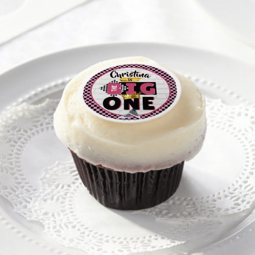 The Big One PINK Retro Hip Hop 1st Birthday Edible Frosting Rounds