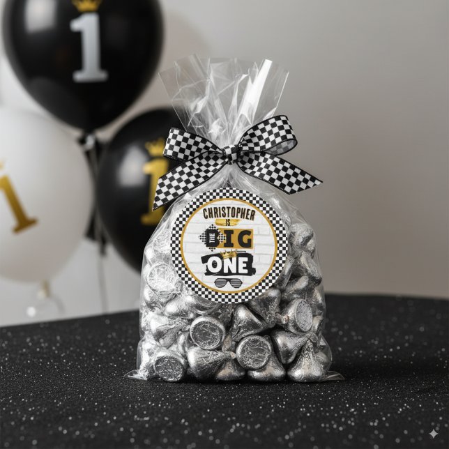 The Big ONE Retro 90's Hip Hop 1st Birthday Classic Round Sticker (Creator Uploaded)