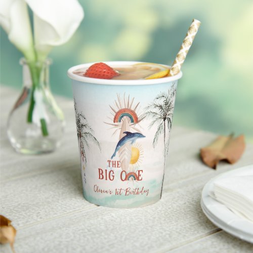 The Big One  Retro Summer Surf Birthday Paper Cups