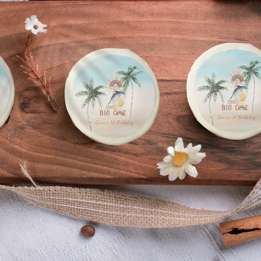 The Big One | Retro Summer Surf Birthday Sugar Cookie