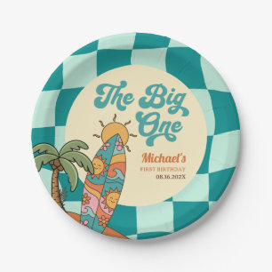 The Big One Retro Surf Board Summer 1st Birthday Paper Plates