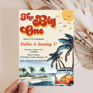 The Big One Surf Beach 1st Birthday Invitation
