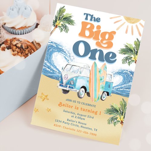The Big One Surf Beach 1st Birthday Invitation