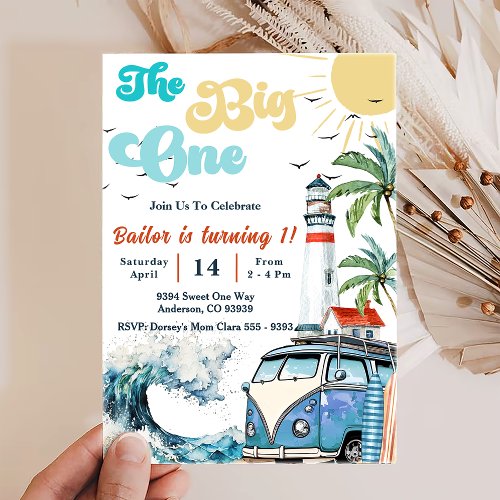 The Big One Surf Beach 1st Birthday Invitation
