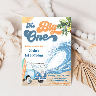 The Big One Surf Beach 1st Birthday Invitation