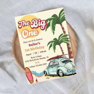 The Big One Surf Beach 1st Birthday Invitation