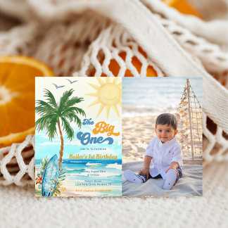 The Big One Surf Beach 1st Birthday Invitation