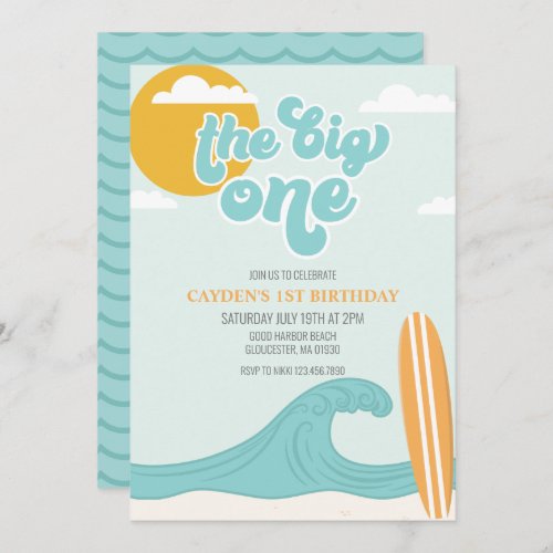 The Big One Surf Beach 1st Birthday Invitation