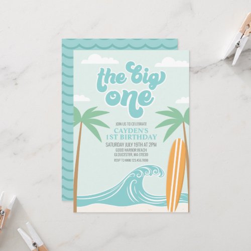 The Big One Surf Beach 1st Birthday Invitation