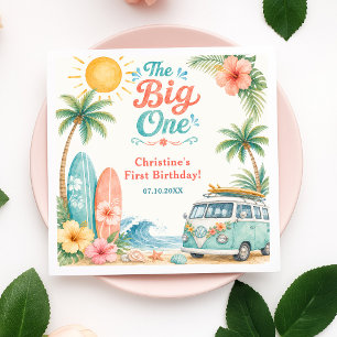 The Big One Surf Beach 1st Birthday Napkins