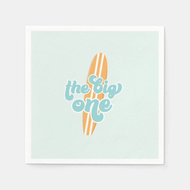 The Big One Surf Beach 1st Birthday Napkins (Front)
