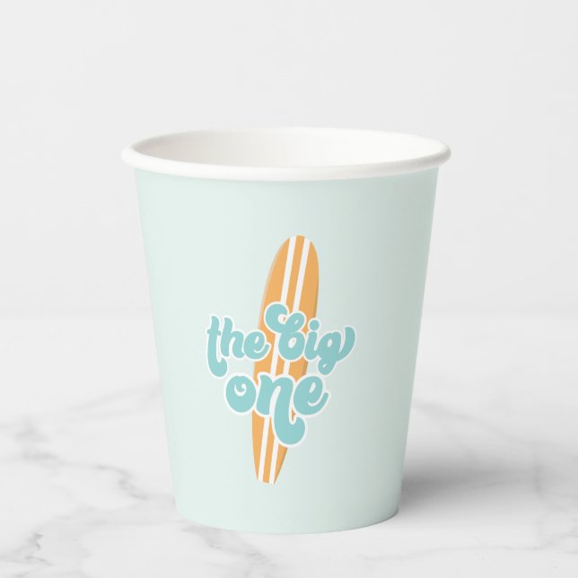 The Big One Surf Beach 1st Birthday Paper Cups (Front)