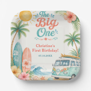 The Big One Surf Beach 1st Birthday Paper Plates