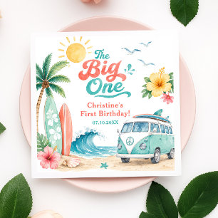 The Big One Surf Beach 1st Birthday Party Napkins