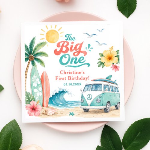The Big One Surf Beach 1st Birthday Party Napkins