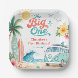 The Big One Surf Beach 1st Birthday Party Paper Plates