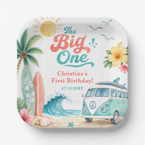 The Big One Surf Beach 1st Birthday Party Paper Plates