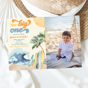 The Big One Surf Beach 1st Birthday Photo  Invitation