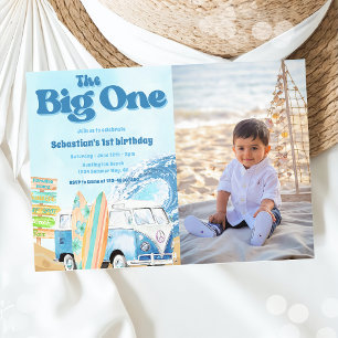 The Big One Surf Beach 1st Birthday Photo Invitation