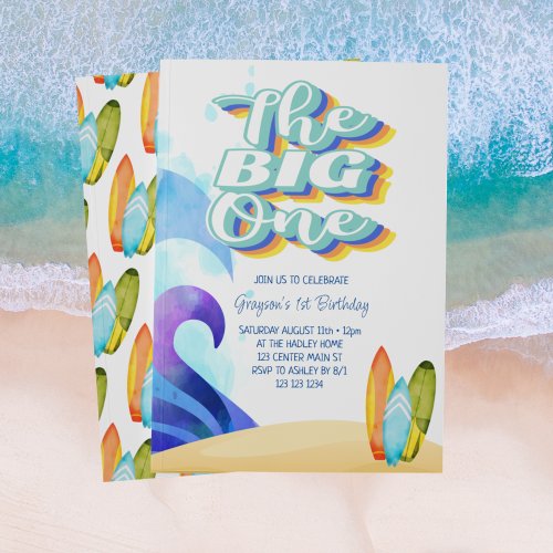 The Big One Surf Beach Birthday Party Invitation