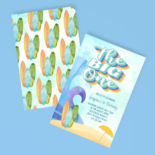 The Big One Surf Beach First Birthday Invitation