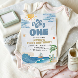 The Big One Surf Birthday Invitation Retro