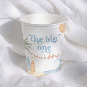 The Big One Surf Boy 1st Birthday Paper Cups
