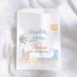 The Big One Surf Boy 1st Birthday Thank You Favor Bag