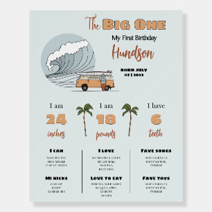 The Big One Surf First Birthday Milestones Sign