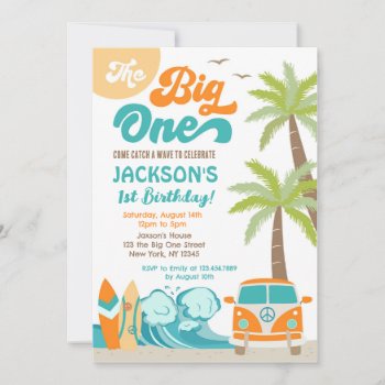 The Big One Surf Up Beach 1st Birthday Invitation by SugarPlumPaperie at Zazzle