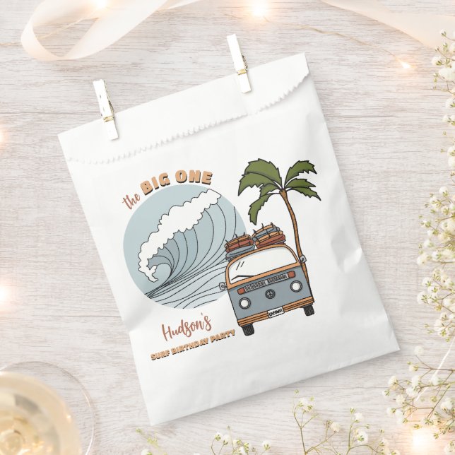 The Big One Surf Waves Ocean Birthday Favor Bags (Clipped)