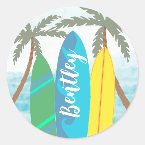 The Big One Surfboard Cupcake Topper Sticker