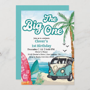 The Big One Surfing 1st Birthday Invitation