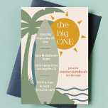 "The big ONE" Surfing Beach 1st birthday party Invitation<br><div class="desc">Dive into 1 with this "The big ONE" surfing first bday party invitation! Perfect for a beach or tropical themed party, this invite is sure to make sure everyone is ready to hang-ten as you celebrate your little one's first year! • Looking for something a little different? Send us a...</div>