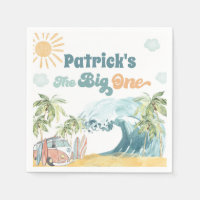 The Big ONE Surfing Birthday party Napkins