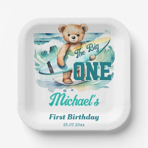 The big one surfing birthday party tableware