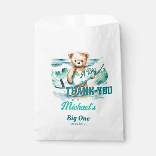 The big one surfing birthday party thank you favor bag