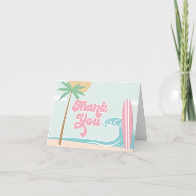 The Big One Surfing First Birthday Thank You Card (Front)