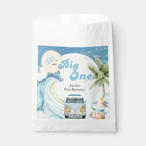 The Big One Surfing Retro First Birthday Party Favor Bag