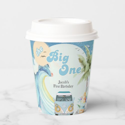 The Big One Surfing Retro First Birthday Party Paper Cups