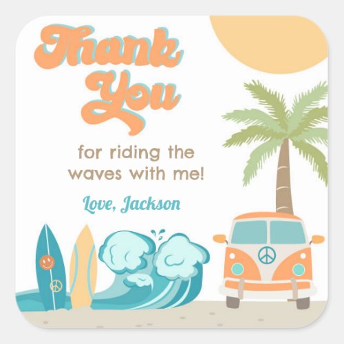 The Big One Surfs Up Birthday Favor Stickers