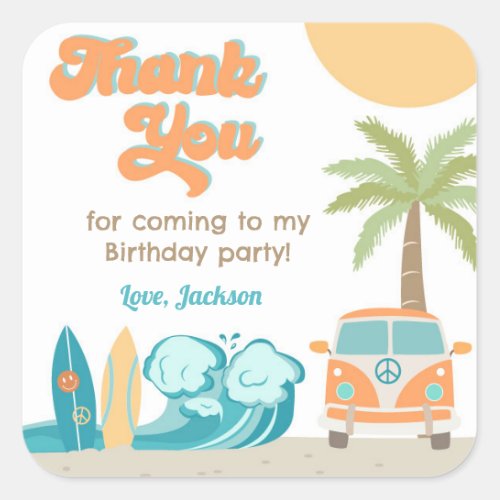 The Big One Surfs Up Birthday Favor Tags Stickers