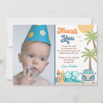 The Big One Surf's Up Birthday Thank You Cards by SugarPlumPaperie at Zazzle