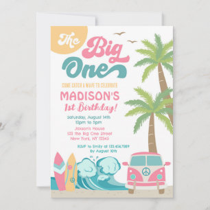 The Big One Surfs up Surf 1st Birthday Invitation