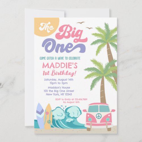 The Big One Surfs up Surf Birthday Invitation