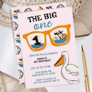The Big One Tropical Girls First Birthday Invitation
